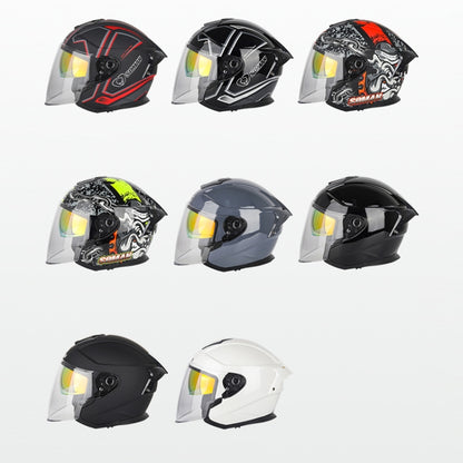 SOMAN Motorcycle Electric Bicycle Dual Lens Riding Helmet, Size: L(Matte Black) - Helmets by SOMAN | Online Shopping UK | buy2fix