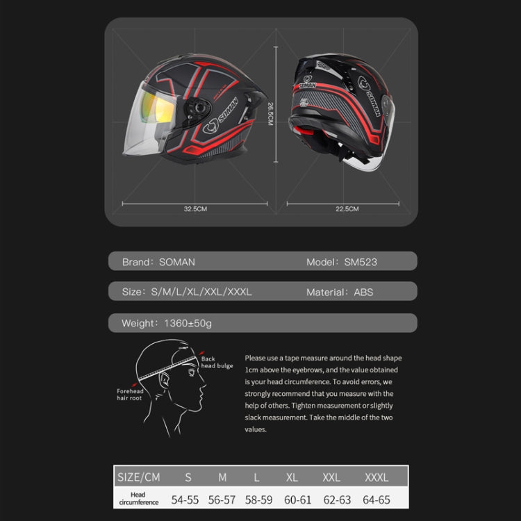 SOMAN Motorcycle Electric Bicycle Dual Lens Riding Helmet, Size: M(Black Silver) - Helmets by SOMAN | Online Shopping UK | buy2fix