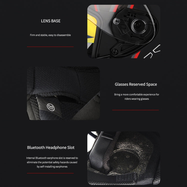 SOMAN Motorcycle Electric Bicycle Dual Lens Riding Helmet, Size: S(Black Red) by SOMAN