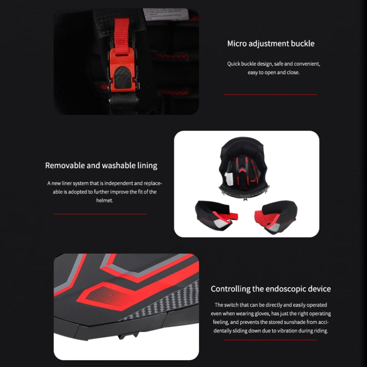 SOMAN Motorcycle Electric Bicycle Dual Lens Riding Helmet, Size: S(Black Red) by SOMAN