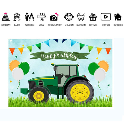 210x180cm Tractor Theme Birthday Backdrop Boy Farm Happy Birthday Background Party Decorations by buy2fix