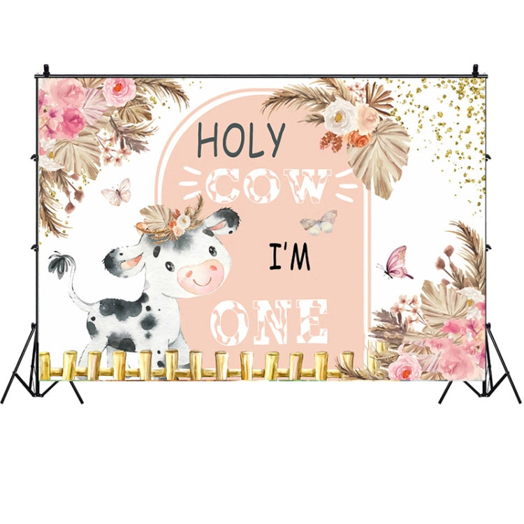 210x150cm Dairy Cow 1st Birthday Party Decoration Banner Hanging Flag Background Cloth by buy2fix