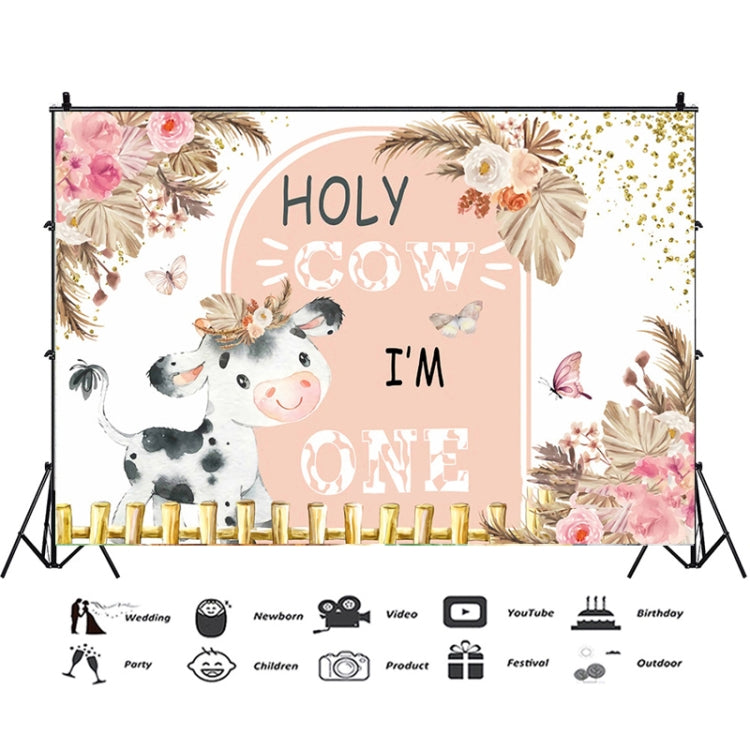 210x150cm Dairy Cow 1st Birthday Party Decoration Banner Hanging Flag Background Cloth by buy2fix