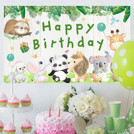 180x110cm Animal Birthday Theme Backdrop Cloth Party Decoration(2023SRB93) by buy2fix