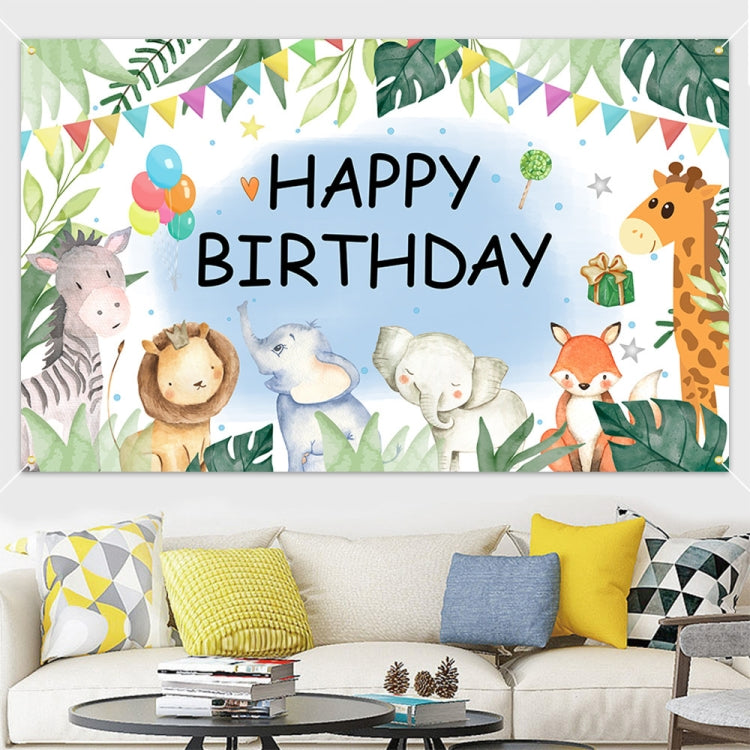 180x110cm 2pcs Animal Birthday Theme Backdrop Cloth Party Decoration(2023SRB94) -  by buy2fix | Online Shopping UK | buy2fix