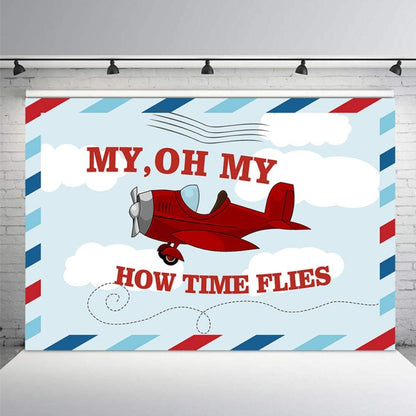 210x180cm Cartoon Small Aircraft Children Birthday Background Cloth by buy2fix
