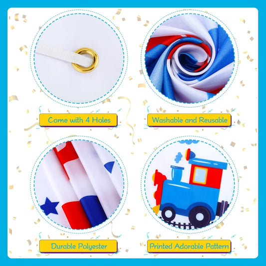 150x100cm Train Cartoon Children Birthday Background Cloth Faber Decoration by buy2fix