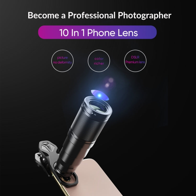 APEXEL APL-22XDG9 22X External Camera Adjustable Focus Mobile Phone Lens(10 in 1) - Telescope & Microscope by APEXEL | Online Shopping UK | buy2fix