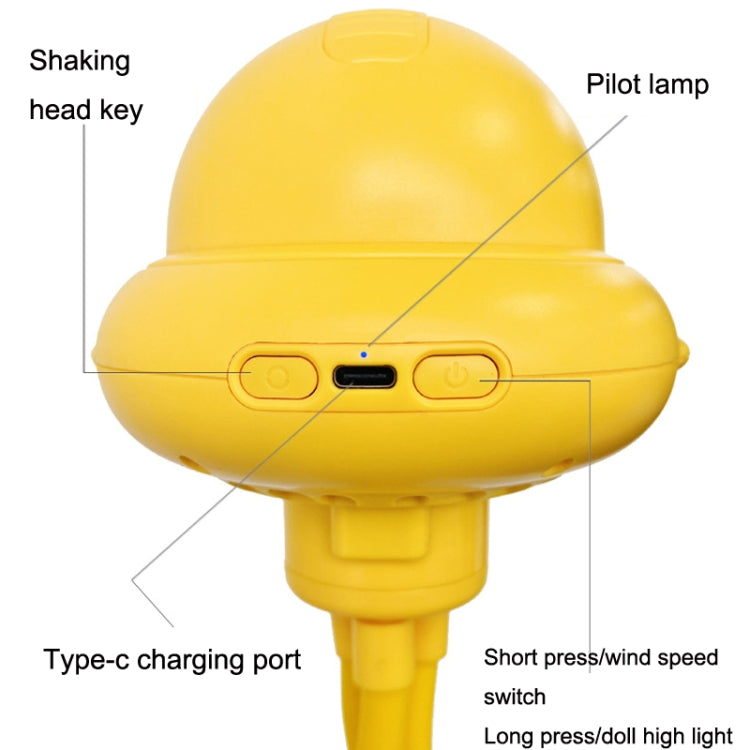 Shaking Head Stroller Fan Leafless Octopus Mute Portable Mini Fan Normal Version (Yellow) - Electric Fans by buy2fix | Online Shopping UK | buy2fix