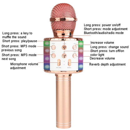 WS-858L LED Light Flashing Wireless Capacitance Microphone Comes With Audio Mobile Phone Bluetoon Live Microphone(Blue) - Microphone by buy2fix | Online Shopping UK | buy2fix