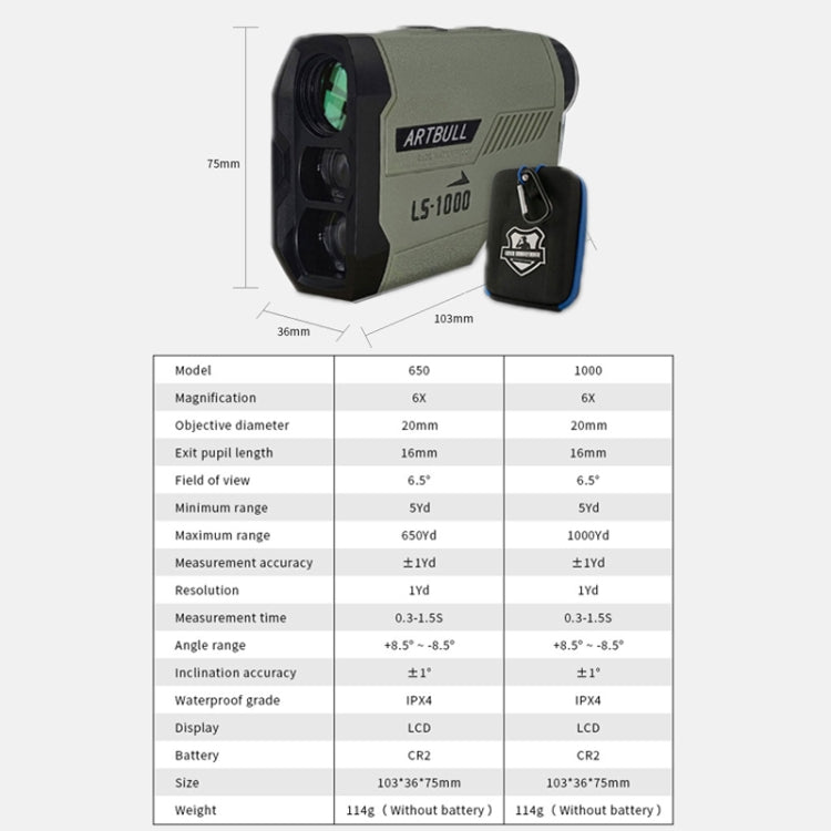 ARBULL LS-1000 Golf Rangefinder Outdoor Altimeter Goniometer Telescope - Laser Rangefinder by ARBULL | Online Shopping UK | buy2fix