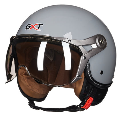 GXT Electric Vehicle Half Cover Helmet Four Seasons Retro Helmet, Size: XL(Cement Gray) - Helmets by GXT | Online Shopping UK | buy2fix