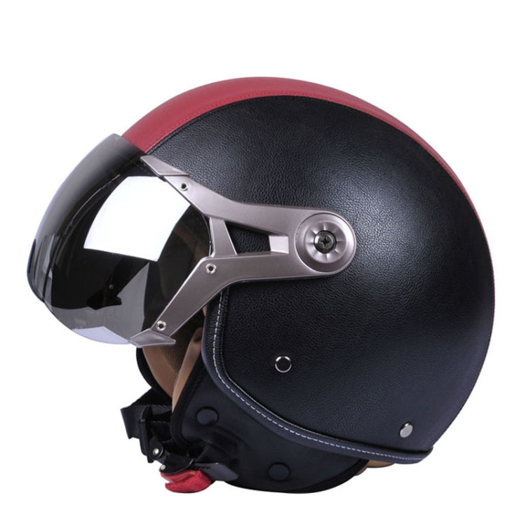 GXT Electric Vehicle Half Cover Four Seasons Retro Helmet, Size: M(Black Red) - Helmets by GXT | Online Shopping UK | buy2fix