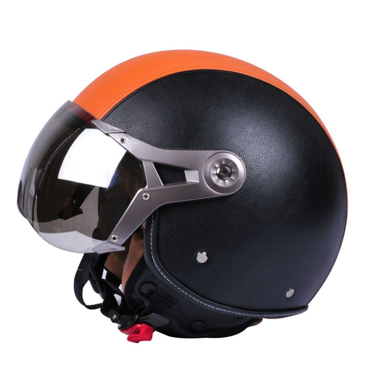 GXT Electric Vehicle Half Cover Four Seasons Retro Helmet, Size: L(Black Orange) - Helmets by GXT | Online Shopping UK | buy2fix