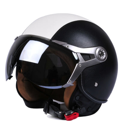 GXT Electric Vehicle Half Cover Four Seasons Retro Helmet, Size: L(Black White) - Helmets by GXT | Online Shopping UK | buy2fix