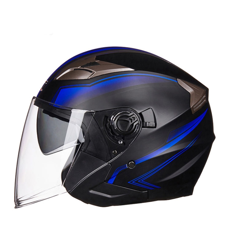 GXT 708 Electric Vehicle Dual Lens Helmet Four Seasons Safety Helmet, Size: L(Matt Black Blue) - Helmets by GXT | Online Shopping UK | buy2fix