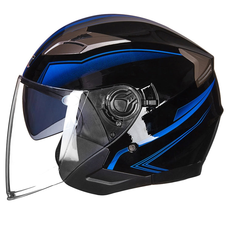 GXT 708 Electric Vehicle Dual Lens Helmet Four Seasons Safety Helmet, Size: L(Bright Black Blue) - Helmets by GXT | Online Shopping UK | buy2fix