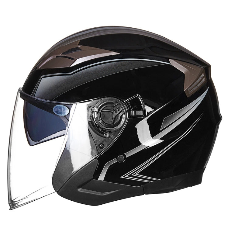 GXT 708 Electric Vehicle Dual Lens Helmet Four Seasons Safety Helmet, Size: L(Bright Black Gray) - Helmets by GXT | Online Shopping UK | buy2fix