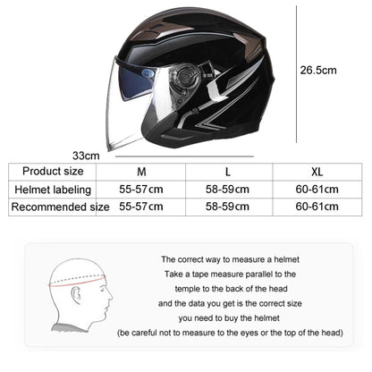 GXT 708 Electric Vehicle Dual Lens Helmet Four Seasons Safety Helmet, Size: L(Bright Black Red) - Helmets by GXT | Online Shopping UK | buy2fix