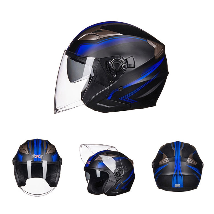 GXT 708 Electric Vehicle Dual Lens Helmet Four Seasons Safety Helmet, Size: XL(Bright Black Blue) - Helmets by GXT | Online Shopping UK | buy2fix