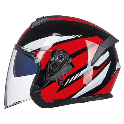 GXT Electric Vehicle Four Seasons Sun Protection & Windshield Double Lens Helmet, Size: XL(Bright Black Red) - Helmets by GXT | Online Shopping UK | buy2fix