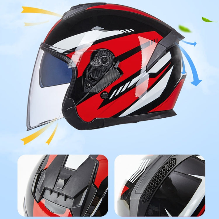 GXT Electric Vehicle Four Seasons Sun Protection & Windshield Double Lens Helmet, Size: M(Bright Black Blue) - Helmets by GXT | Online Shopping UK | buy2fix