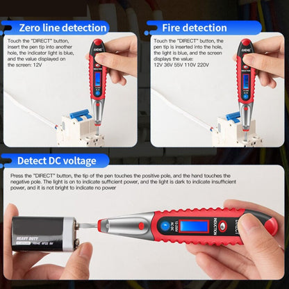 ANENG VD700 2pcs Sound and Light Alarm Non-contact Digital Display Sensor Multi-function Test Pen(Black Red) - Voltage Detector by ANENG | Online Shopping UK | buy2fix