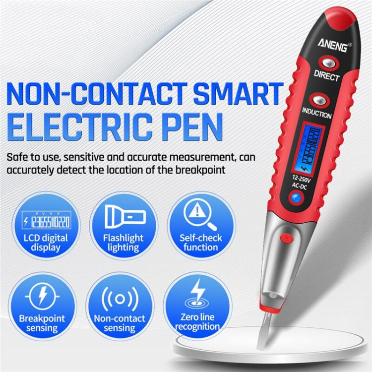 ANENG VD700 2pcs Sound and Light Alarm Non-contact Digital Display Sensor Multi-function Test Pen(Black Red) - Voltage Detector by ANENG | Online Shopping UK | buy2fix