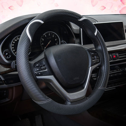 38cm Cute Rabbit Women Cartoon Car Steering Wheel Cover, Color: Round Black by buy2fix