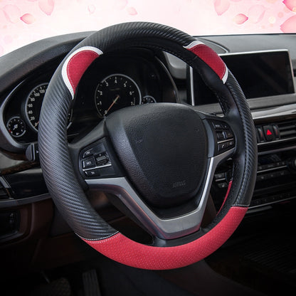 38cm Cute Rabbit Women Cartoon Car Steering Wheel Cover, Color: Round Black Red by buy2fix