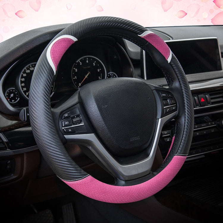 38cm Cute Rabbit Women Cartoon Car Steering Wheel Cover, Color: Round Black Rose Red by buy2fix
