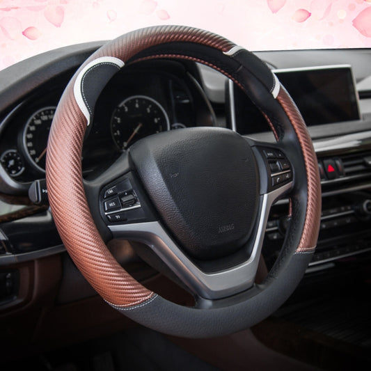 38cm Cute Rabbit Women Cartoon Car Steering Wheel Cover, Color: Round Black Boffee by buy2fix