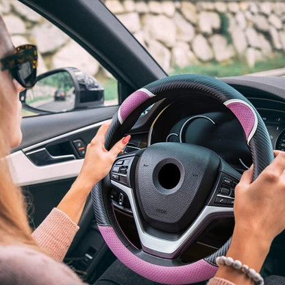 38cm Cute Rabbit Women Cartoon Car Steering Wheel Cover, Color: Round Black Pink by buy2fix