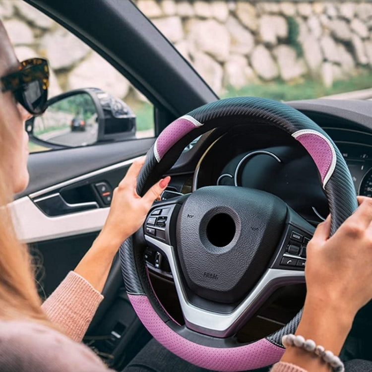 38cm Cute Rabbit Women Cartoon Car Steering Wheel Cover, Color: Round Black Rose Red by buy2fix