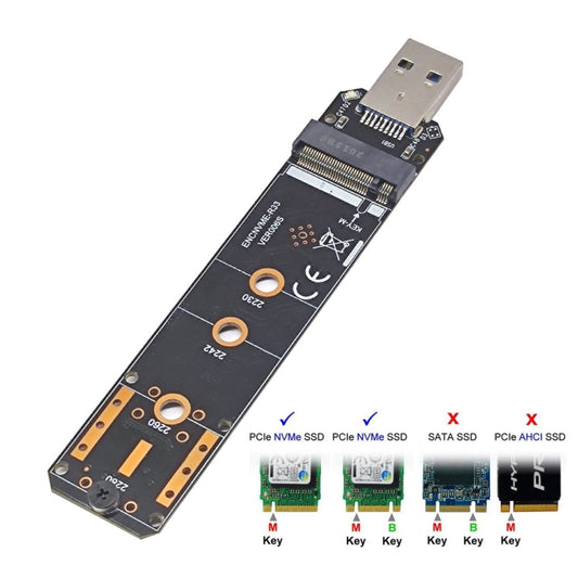 ENCNVME-R33  USB 3.2 Gen 2 10Gbps To NVMe M.2 SSD Adapter RTL9210 Chips For M Key M2 NVMe - HDD Enclosure by buy2fix | Online Shopping UK | buy2fix