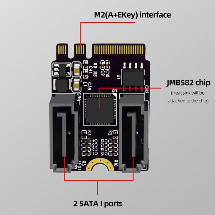 M2 to SATA3.0 Adapter Card PCI-E3.0 Card KEY A+E WiFi M.2 to SATA JMB582 Chip(Black) - Card Adapter by buy2fix | Online Shopping UK | buy2fix