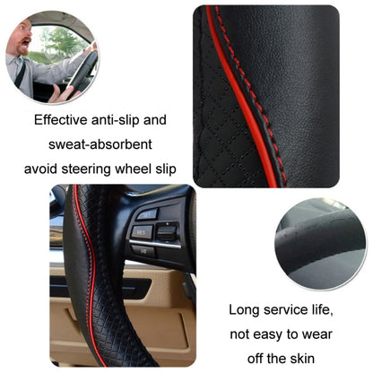 38cm Car Embossed Leather Steering Wheel Cover, Color: Dark Coffee by buy2fix