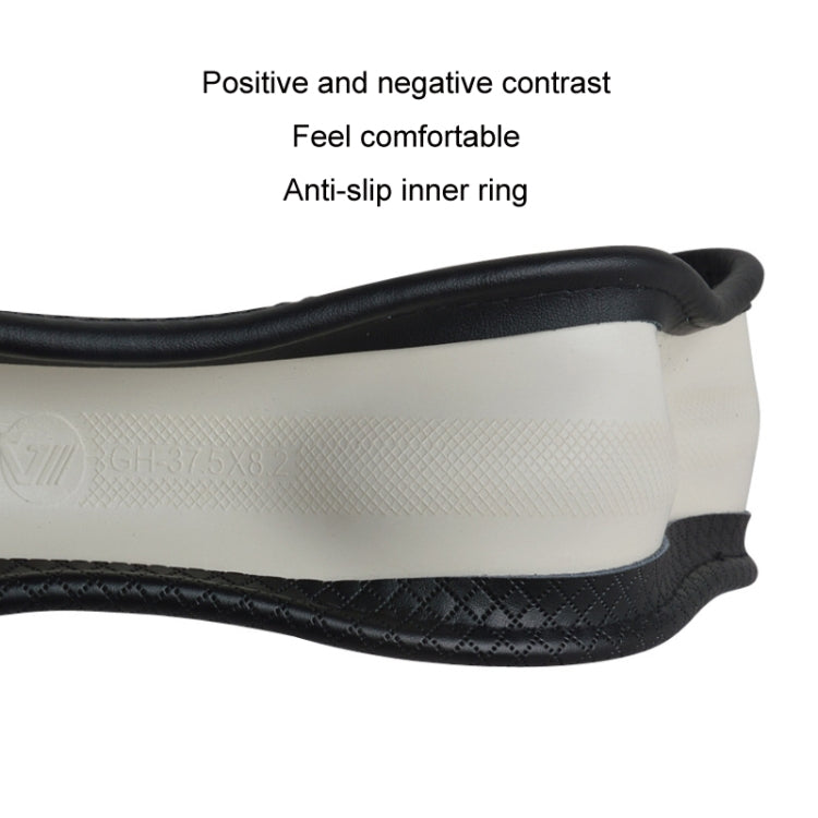 38cm Car Embossed Leather Steering Wheel Cover, Color: Black Light Coffee by buy2fix
