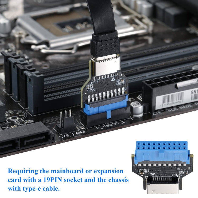 USB 3.0 19PIN Header to Type-E Front A-Key Interface Extend USB Ports to PC, Spec: Outward - Add-on Cards by buy2fix | Online Shopping UK | buy2fix