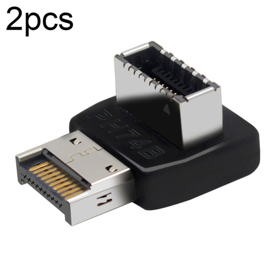 2pcs USB3.1 Type-E Computer Motherboard Interface 90 Degrees Elbow Front Type-C Adapter(PH74B) by buy2fix