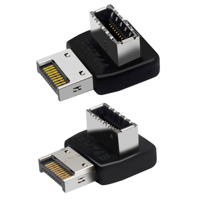 2pcs USB3.1 Type-E Computer Motherboard Interface 90 Degrees Elbow Front Type-C Adapter(PH74A) by buy2fix