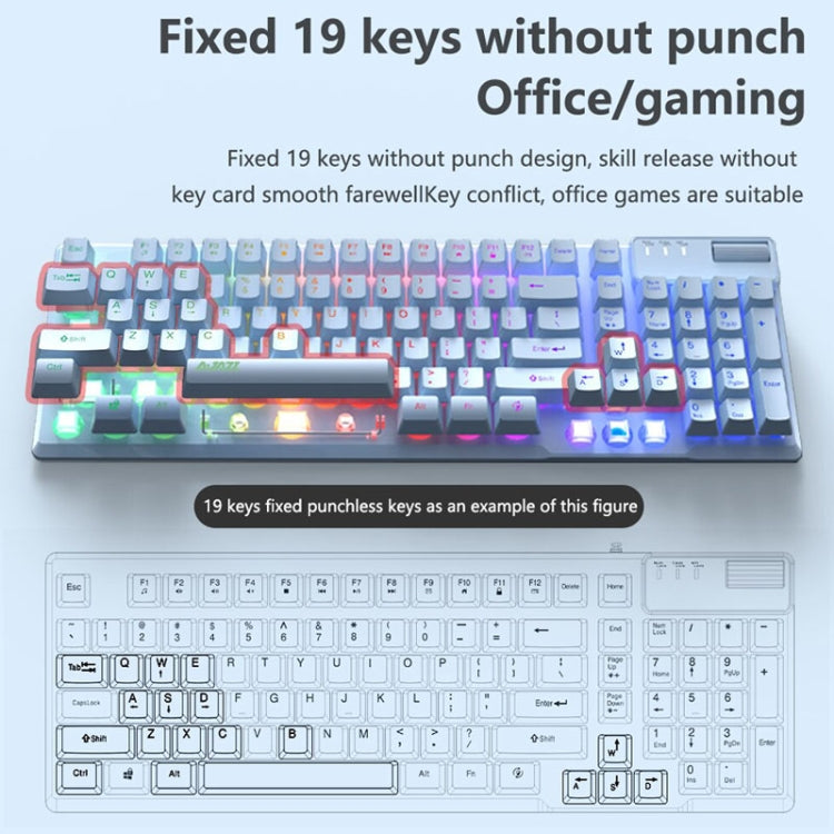 Ajazz AF981 96 Keys Office Gaming Illuminated Wired Keyboard, Cable Length: 1.6m(Blue) - Wired Keyboard by Ajazz | Online Shopping UK | buy2fix