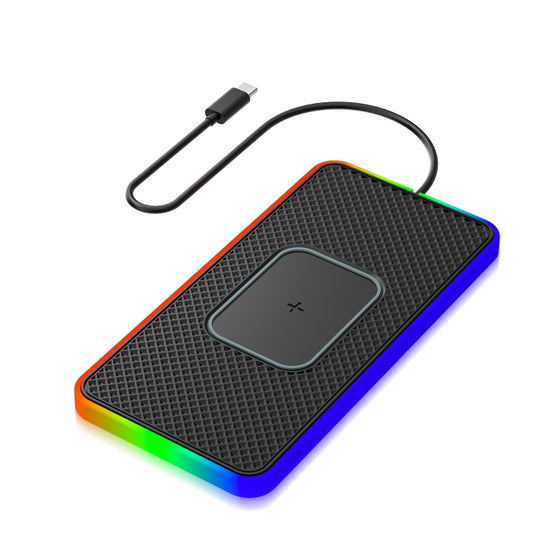2 In 1 15W Car Mobile Phone Wireless Charger Non-slip Mat with Colorful Light USB-C/Type-C Cable 0.3m - Wireless Charging Pads by buy2fix | Online Shopping UK | buy2fix