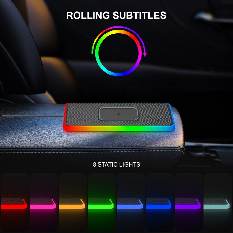 2 In 1 15W Car Mobile Phone Wireless Charger Non-slip Mat with Colorful Light USB Cable 0.3m - Wireless Charging Pads by buy2fix | Online Shopping UK | buy2fix