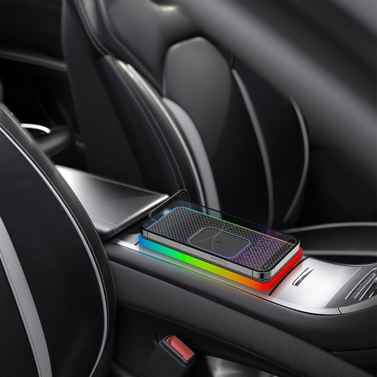 2 In 1 15W Car Mobile Phone Wireless Charger Non-slip Mat with Colorful Light USB-C/Type-C Cable 0.3m - Wireless Charging Pads by buy2fix | Online Shopping UK | buy2fix