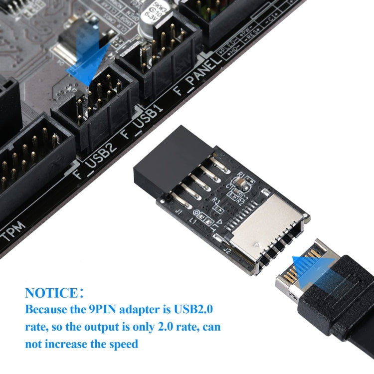 USB 2.0 Front Panel Header USB 9pin To USB 2.0 Type-E Internal Adapter - Add-on Cards by buy2fix | Online Shopping UK | buy2fix