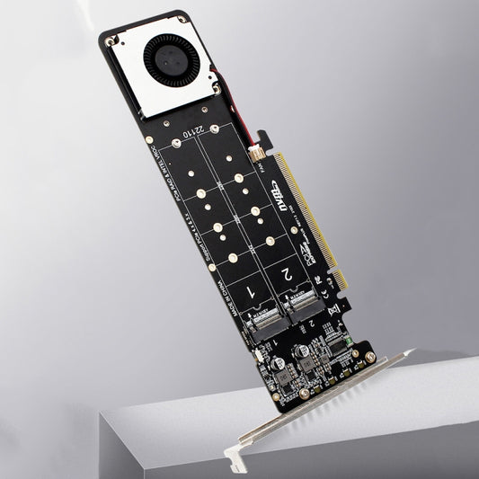 PCI-E X16 to M.2 M-key NVME X4 SSD RAID Array Expansion Adapter Support 2242/2260/2280/22110(PH44Plus) by buy2fix