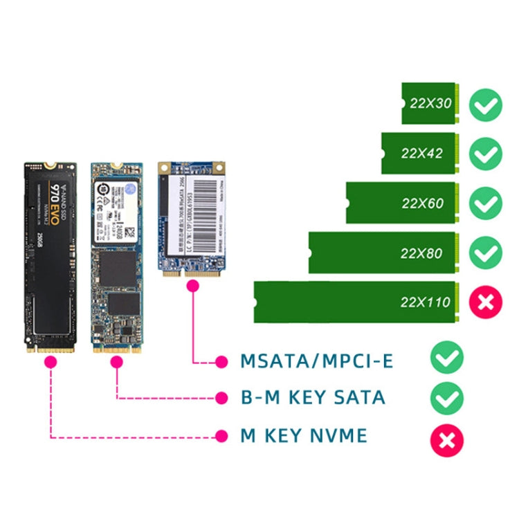 SATA 22PIN To MSATA Or M.2 NGFF SATA Card 2 In 1 SSD Converter Card Only Card - Add-on Cards by buy2fix | Online Shopping UK | buy2fix