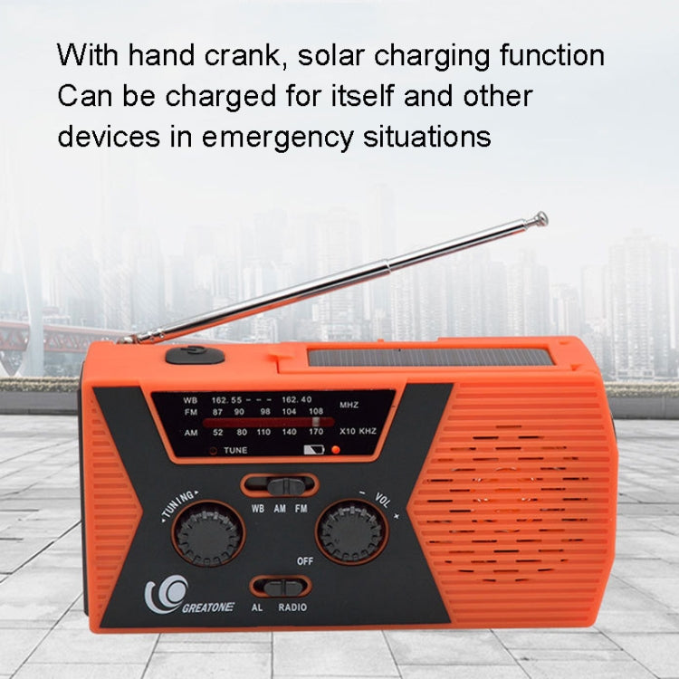 AM/FM/NoAA 2000mAh Emergency Radio Portable Hand Crank Solar Powered Radio(Orange) - Radio Player by buy2fix | Online Shopping UK | buy2fix