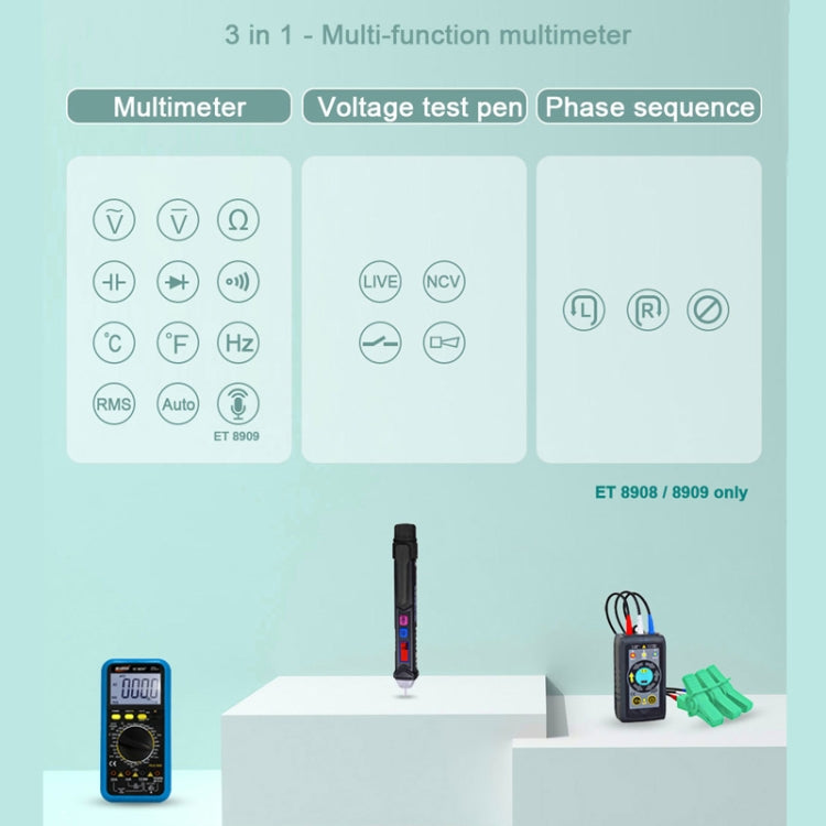 WinAPEX  ET8908  Digital Multimeter Voltage Test Pen Capacitance Meter Diode NVC Tester - Digital Multimeter by WinAPEX | Online Shopping UK | buy2fix